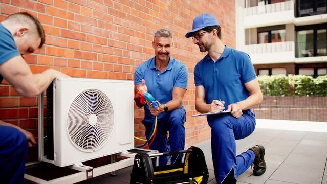 Outdoor AC unit inspection during emergency AC repair service visit